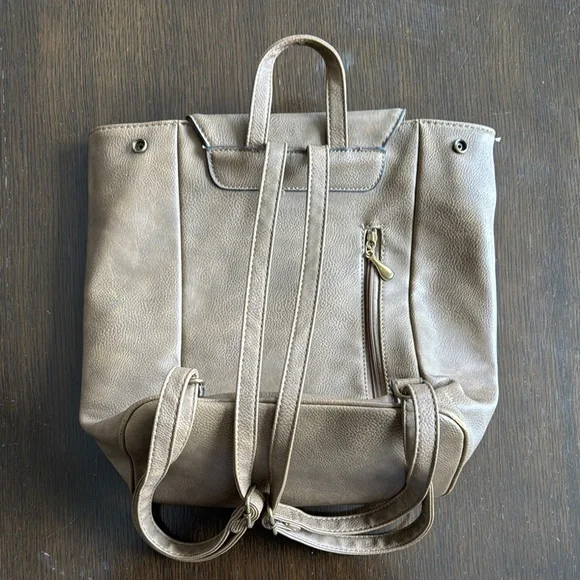 Elegant Tan Backpack with Tassel Detail - Picture 5 of 6